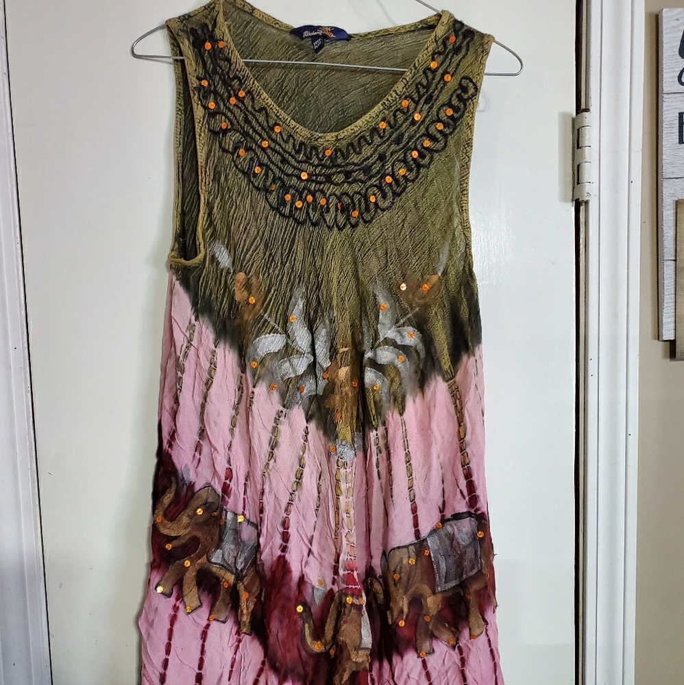 Pink and green elephant dress